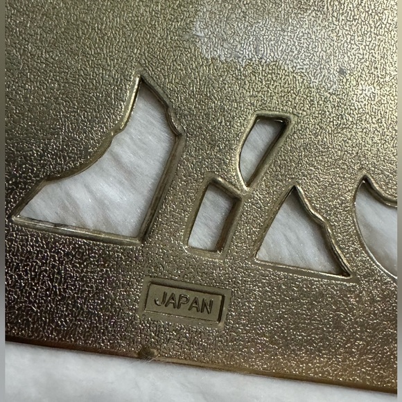 VTG MCM Trivet WMA ROGERS LTD Gold Cream Roses Japan 5.5"x 9" Wall Decor Floral - Picture 4 of 10